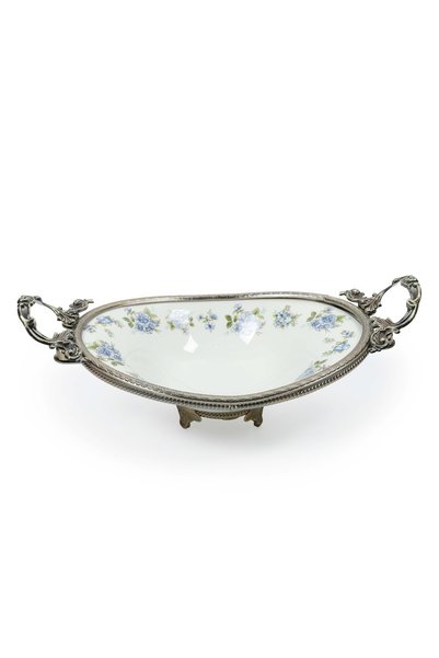 Vitale Gala Porcelain Oval Fruit Bowl with Stand 33*18*11 cm