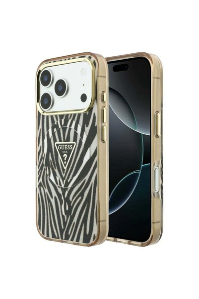 Guess Husă pentru iPhone 17 Pro, iPhone 18 Pro, cu logo triunghiular cu sclip...