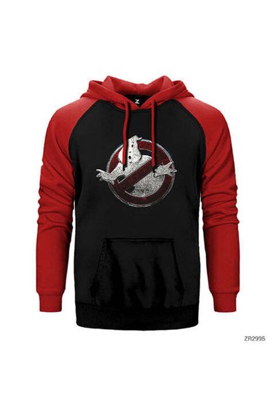 CrowsGate Ghostbuster Splash Red Double Color Raglan Sleeve Hooded Sweatshirt