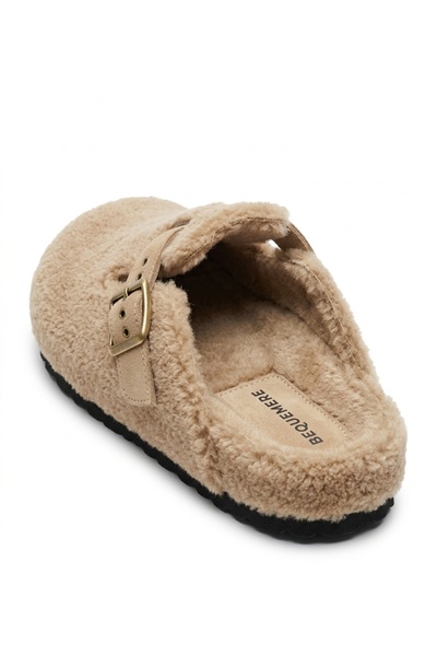 Bequemere Mw411 Beige Genuine Suede Buckle Natural Sheep Wool Feather Coating...
