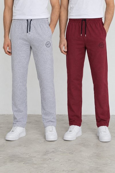 Pepeross Men's Straight Leg Elastic Waist Basic 2-Piece Sweatpants with Pocke...