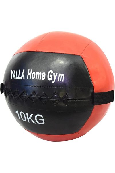 YALLA HomeGym 10 kg Medicine Ball, Soft PU Leather Shell, Double-Stitched Sea...