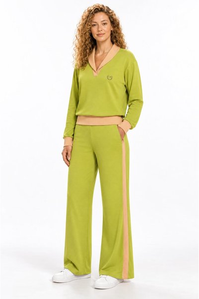 Doreanse Kadın Uzun Kol Fıstık Yeşili Pijama Takımı C8T8N44