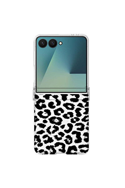 OEM Husă spate pentru Samsung Galaxy Z Flip 6, Z Flip 7 FE, model Leopard, Negru