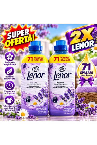 lenor Pack of 2 x Lavender & Chamomile Fabric Softener, 71 washes/piece, 1.49...