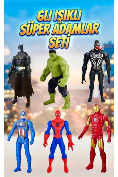 Tıfıl Toys Avengers 6'lı Işıklı Kahramanlar Batman Hulk Venom Kaptan Amerika ...