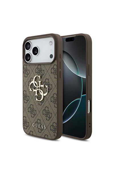 Guess Θήκη για iPhone 18 Pro, Σκληρή θήκη 4G Μεγάλο Λογότυπο, Καφέ