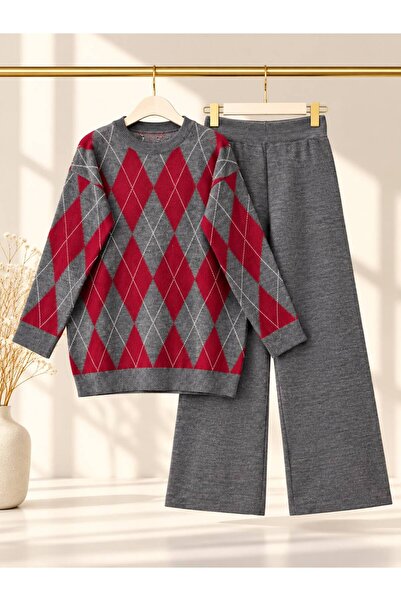 VOLT CLOTHİNG Set de tricotaje cu model Baklava pentru femei, cu pantaloni