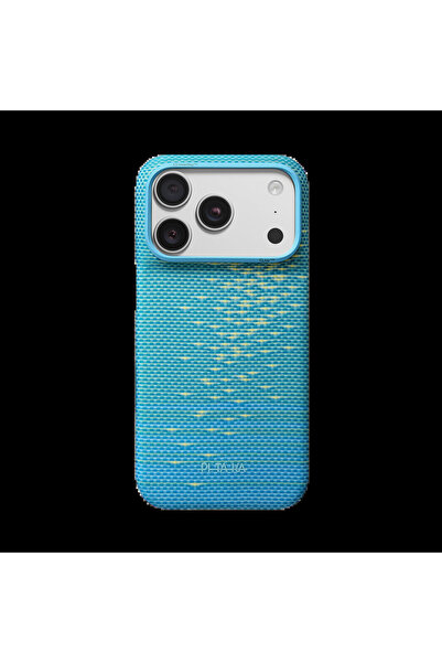 PITAKA Husă pentru iPhone 18 Pro, cu sclipiri aurii, albastră.