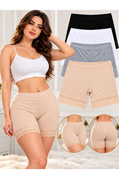 Generic Brand Women's Shorts, Comfortable Waist, Soft Lace Trim, Cotton, Colo...