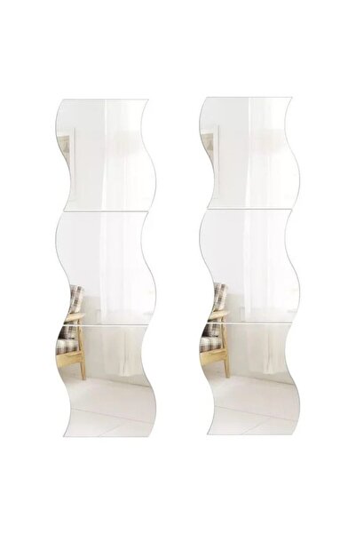 G Glixicom Set 6 Oglinzi Decorative Autoadezive cu Model Valuri Glixicom din ...