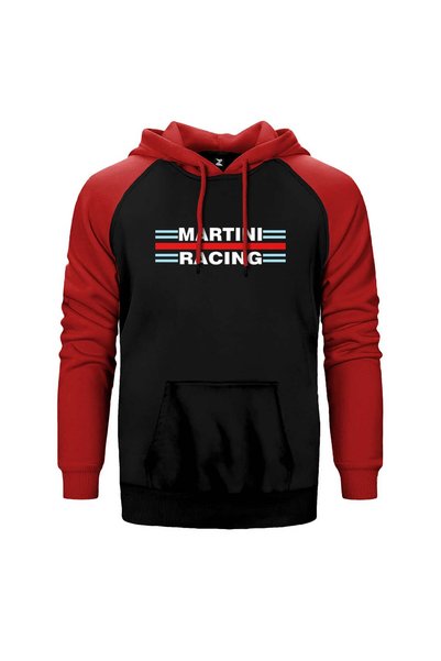 CrowsGate Martini Racing Red Double Color Raglan Sleeve Hooded Sweatshirt