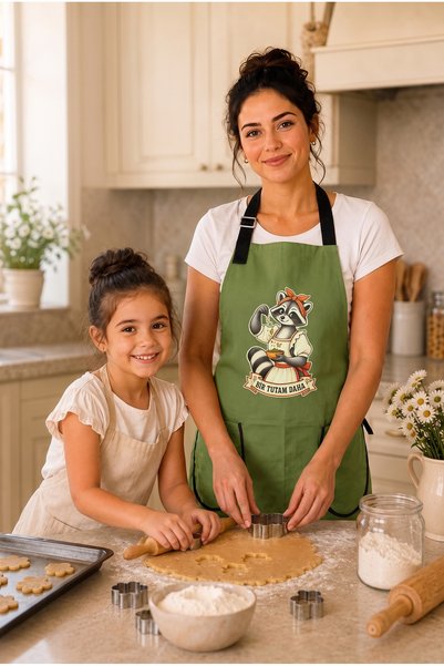 Kitchen Vogue Women's Kitchen Apron with Rabbit Print, Water Repellent, Stain Resistant, Adjustable Straps, 2 Pockets