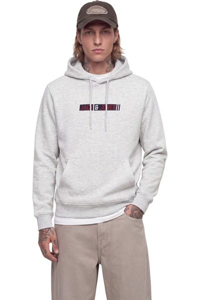 Jack & Jones JACK &JONES Hanorac Munk Sweat Hood - 12298432-Alb Melanj