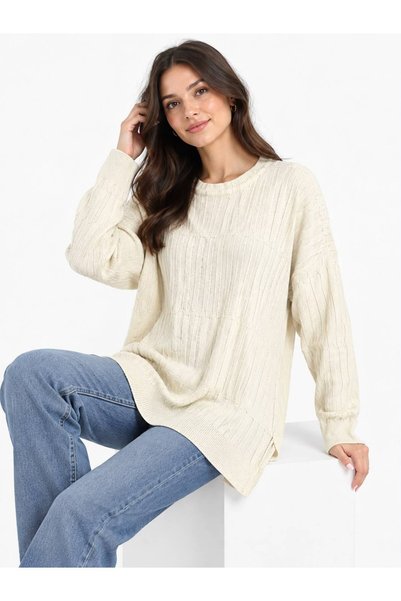 ÇALIKUŞU TRİKO Fi̇ti̇lli̇ Bat Sleeve Bluz M2482