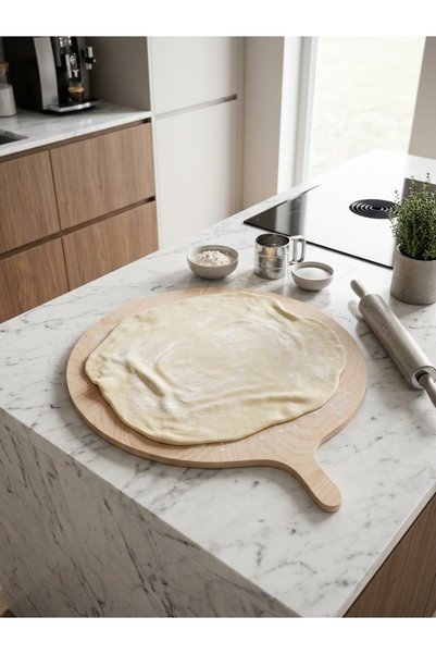 Muvesta 40cm Bazlamaç Presentation Board Wooden Dough Rolling Board Without Legs and Handle