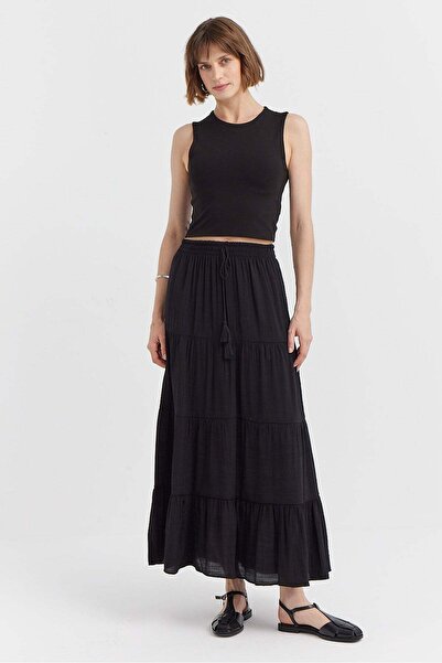 PAULMARK Women's Elastic Waist Long Skirt