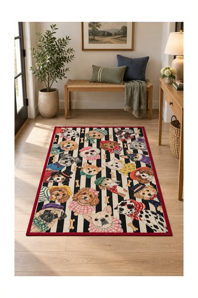 Rugs Modern Halı DORA Vintage Çizgili Desenli Kırık Beyaz, Bej ve Gri İnce Do...