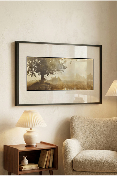 Zevahir Mobilya Dekorasyon 1 Piece Black Wooden Framed Horizontal Wooden Pain...