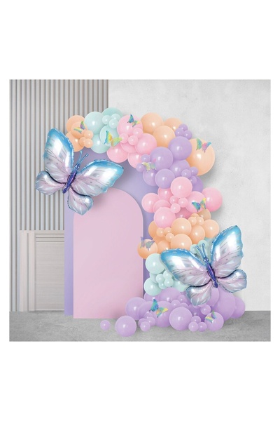 OEM Set Decorativ de Petrecere cu Baloane Pastelate din Folie Fluturi – 140 buc.