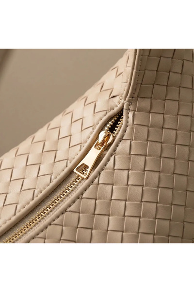 BŞK VİRGO Straw Detailed Shoulder Bag (Cream) Bsk2026