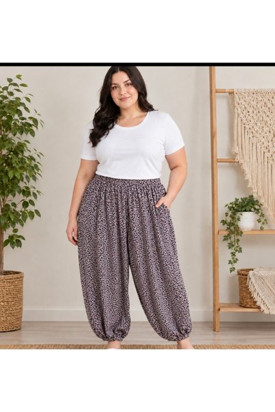 Generic Brand Viscose Fabric Shalwar Pants with Pockets and Elastic Cuffs