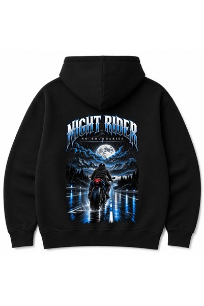 Rabona Fashion Hanorac cu imprimeu grafic pe spate: Night Rider Fără Limite A...