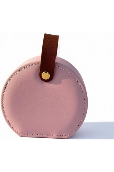 Generic Small Round Portable Travel Jewellery Organiser Case Pink