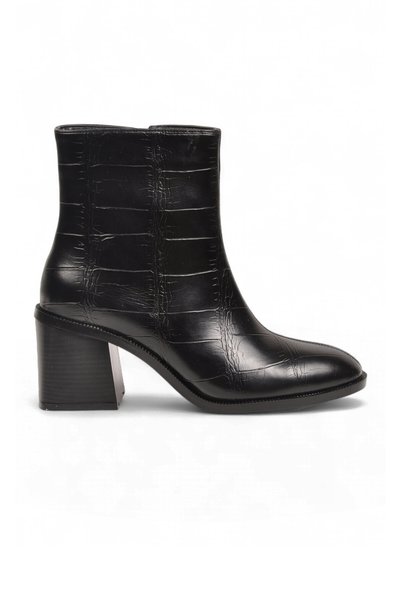 AYAKMOD Women's Black Crocodile Zippered Heeled Stylish Comfortable Women's H...