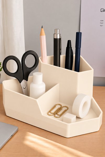 DOVİHOME Organizator pentru pixuri Young Desktop, suport pentru pixuri, crem