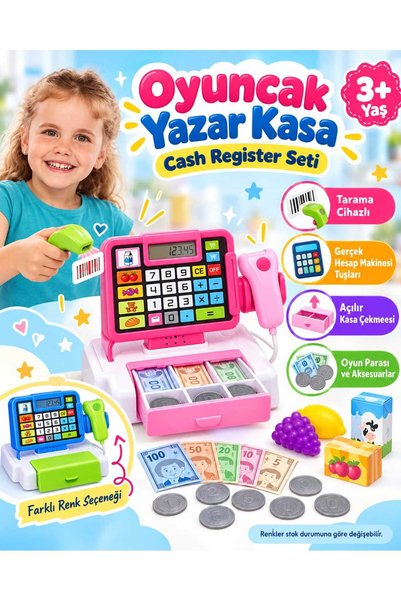 Hepsilazım Oyuncak Barkod Okuyucu Yazar Kasa Hesap Makineli Cash Register Süp...