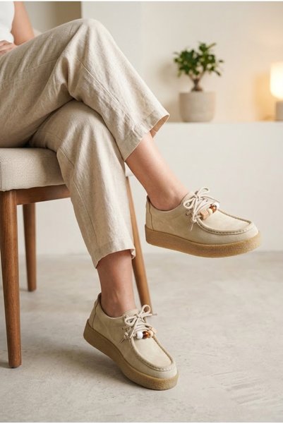 MERVESTORE Γυναικεία casual παπούτσια τύπου μοκάσιν με όψη σουέτ, με χάντρες ...