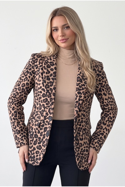 TLG TLG GİYİM Women's Leopard Pattern Blazer Jacket