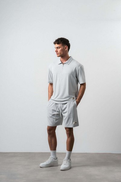 Respire Set Trening Vară Bărbați, Compleu Streetwear 2 Piese: Tricou Guler Po...