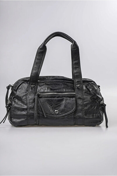 ÇÇS Women's Vintage Washed Leather Look Multi-Pocket Zippered Cylinder Model ...