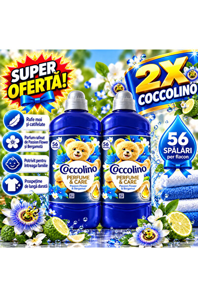 Coccolino Pachet 2 x Perfume & Care Passion Flower & Bergamot, balsam de rufe...