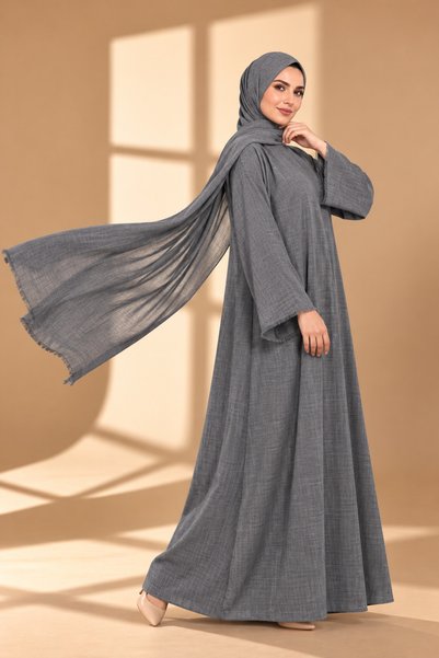Ophelia Talbus Abaya – Women's Elegant Loose Fit Maxi Dress with Matching Hijab