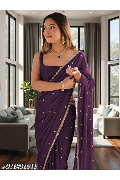 Generic Brand Trending New Georgette Saree with Sequence and Zari Work Border...