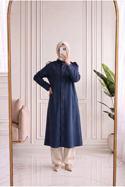 Holehola Dilzar Detaliu pe umăr cu nasturi, model Cap-EK1124 Bleumarin