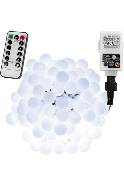 GORILLA Ghirlanda luminoasa cu globuri decorative, alb rece, 100 de leduri