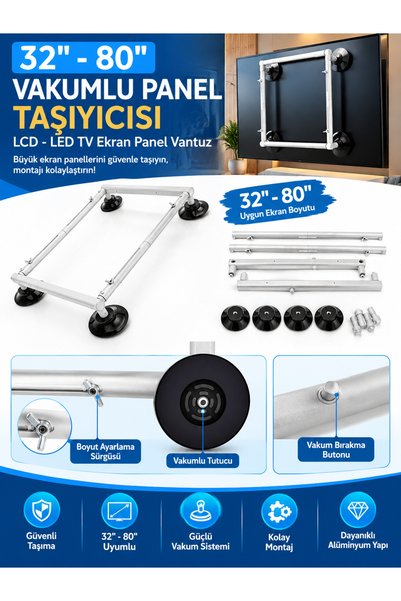 technozi 32 - 80'' Alüminyum Vakumlu Tv Panel Ekran Taşıyıcısı