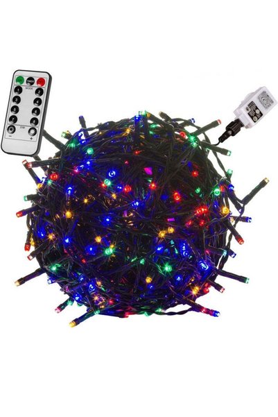 GORILLA Φώτα LED, διακοσμητικά, πολύχρωμα, 100 LED, πράσινο καλώδιο, τηλεχειρ...