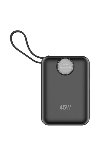 Midcom S-link G450 20000mAh PD45W+QC3.0 Dahili Kablolu Siyah LCD Taşınabilir Pil Şarj Cihazı Powerbank