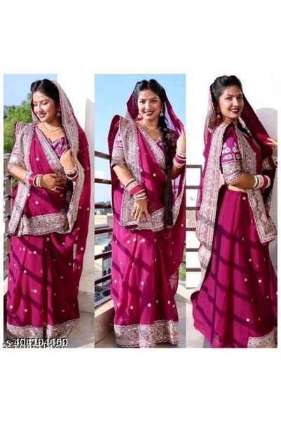 Generic Brand Women's Magenta Color Ethnic Pattern Saree with Blouse | Saree ...