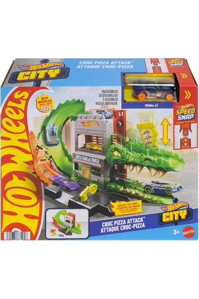HOT WHEELS Set de joaca cu masinuta, City, Croc Pizza Attack, JHL93