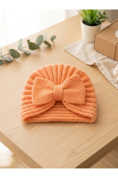 Victorino Turban Tricotat Piersică pentru Fetițe cu Fundă - Căciulă Elegantă ...