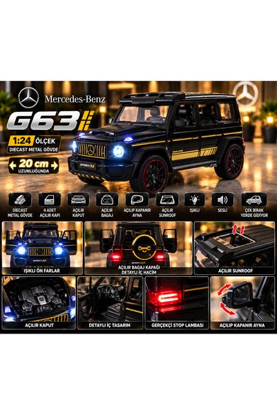 egomoni METAL SESLİ IŞIKLI KAPILARI AÇILABİLEN 20 CM BÜYÜK BOY METAL MERCEDES...
