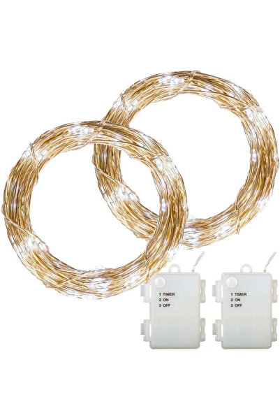 GORILLA Set de 2 instalatii tip fir, 200 led-uri, alb/rece, alimentare pe bat...