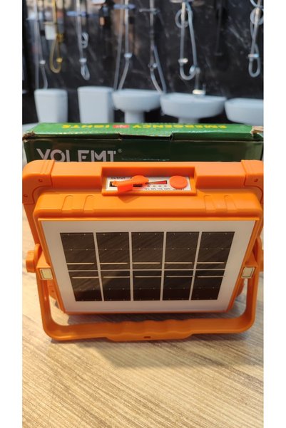 VOLEMİ 3 Renkli Şarjlı Güneş Enerjili Su Geçirmez LED Projektör IP66 Sertifikalı Çakarlı 3 Renkli Dimmerli