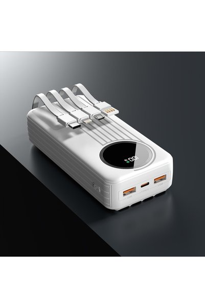 Midcom S-link IP-G220 20000mAh PD20W+QC3.0 Dahili Kablolu Beyaz LCD Taşınabilir Pil Şarj Cihazı Powerbank